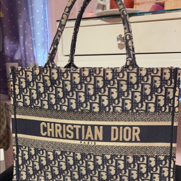Dior Handbags - Christian Dior Oblique Small Book Tote Blue